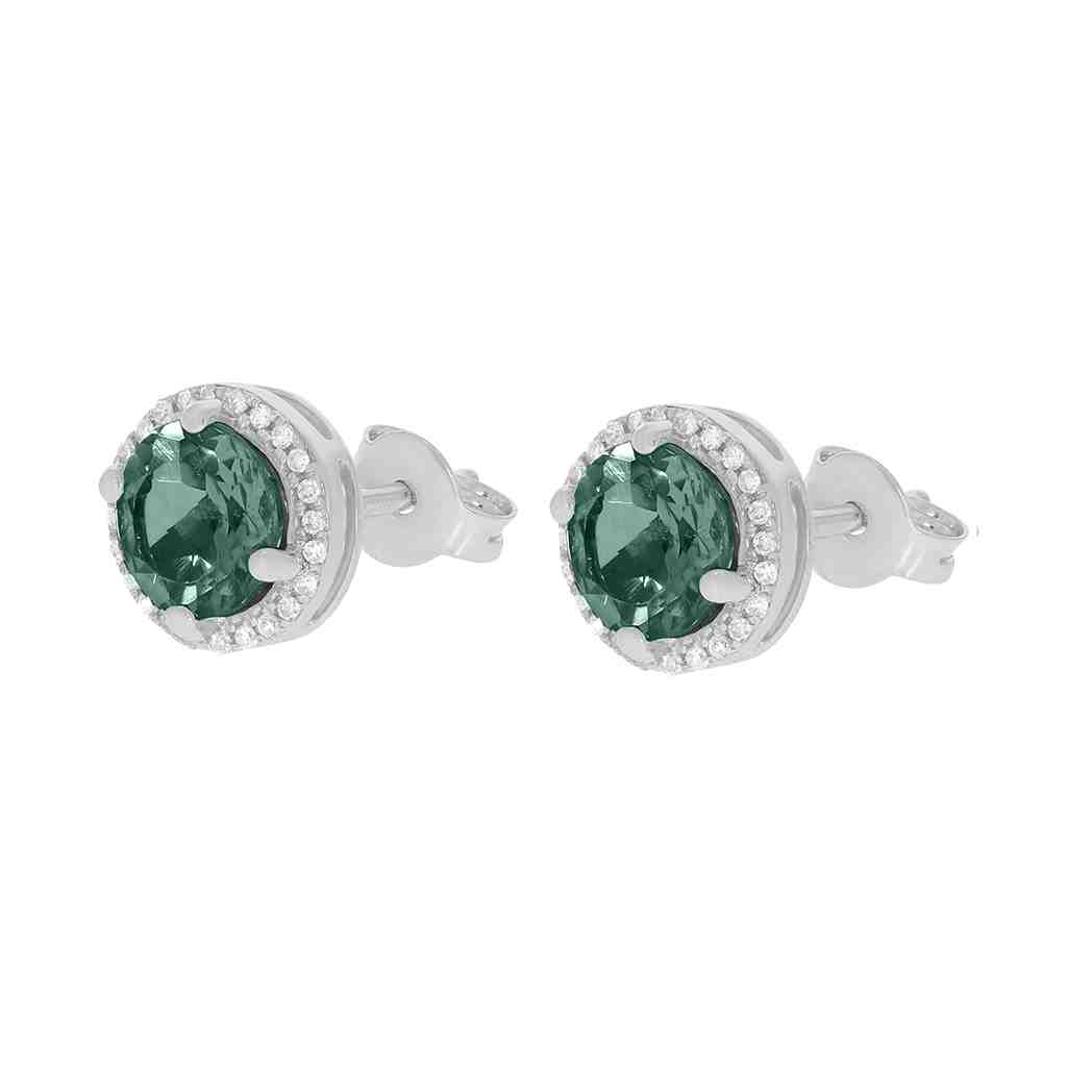 Emerald and Diamond Halo Stud Earrings PD31343AER EMERALD